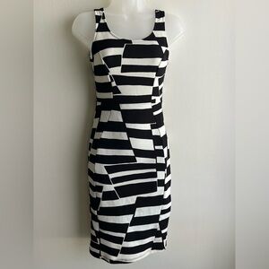 love J Black and White Geometric Midi Dress Spring Summer Dress Size Small